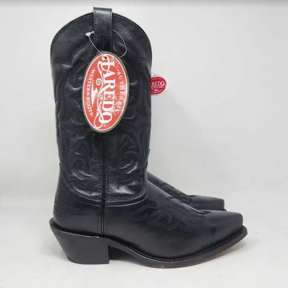 Men's 8 EW X-Wide Laredo 6860 12&quot; Hawk black western cowboy snip toe dress boots