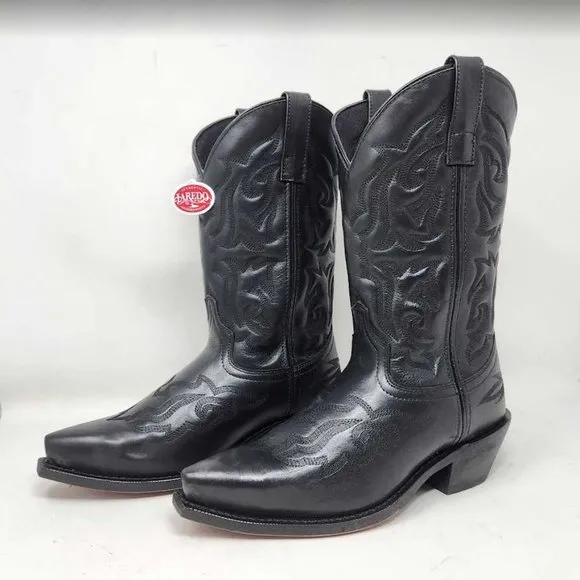 Men's 8 EW X-Wide Laredo 6860 12&quot; Hawk black western cowboy snip toe dress boots