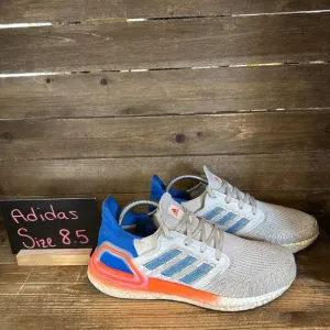 Mens Adidas UltraBoost 20 Grey‎ Orange Blue Athletic Sneakers Shoes Size 8.5 D