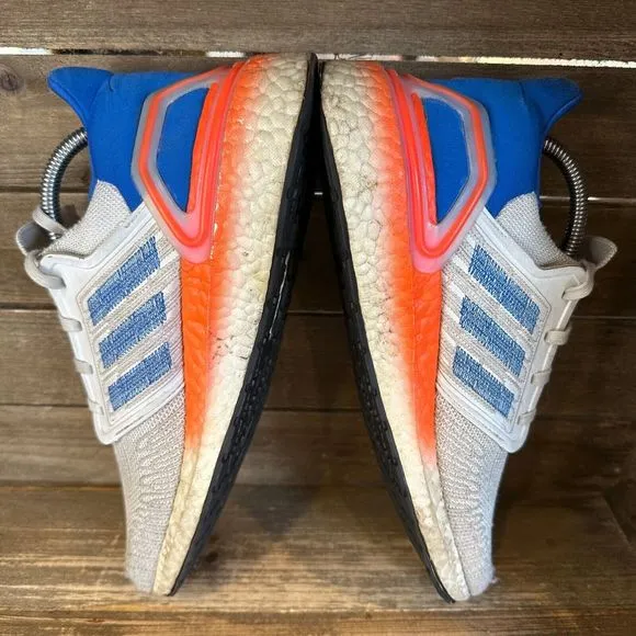 Mens Adidas UltraBoost 20 Grey‎ Orange Blue Athletic Sneakers Shoes Size 8.5 D