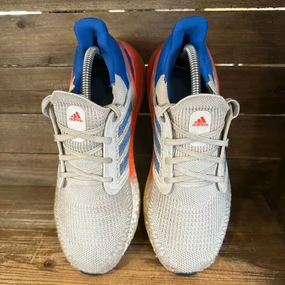 Mens Adidas UltraBoost 20 Grey‎ Orange Blue Athletic Sneakers Shoes Size 8.5 D