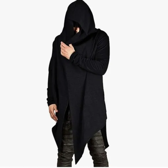 Men’s Black hood gypsy apocalyptic sweatshirt festival rave minimalist unisex
