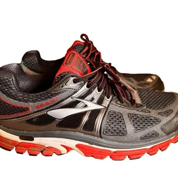 Men's Brooks Beast 14 Running Shoes Size 10.5 Grey/Red Athletic Sneakers