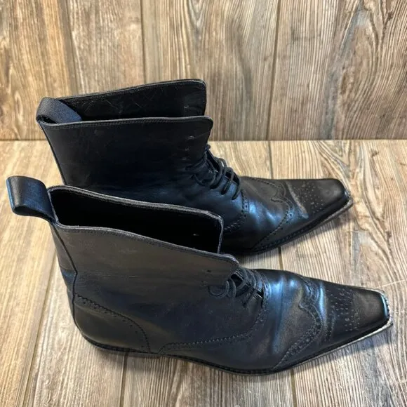 Mens DSquared2 Black Fine Italian Leather Lace Up Dress Boots US Size 11