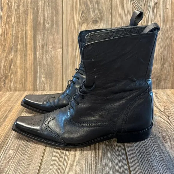 Mens DSquared2 Black Fine Italian Leather Lace Up Dress Boots US Size 11