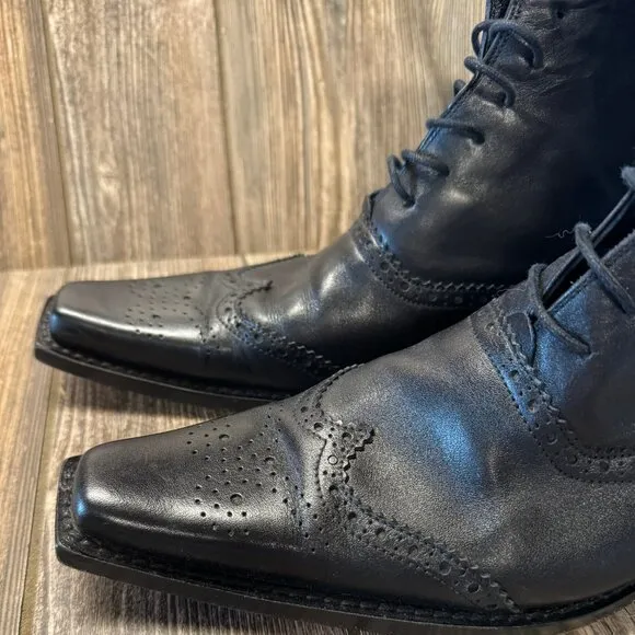 Mens DSquared2 Black Fine Italian Leather Lace Up Dress Boots US Size 11