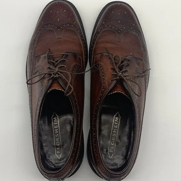 Mens Florsheim Brown Oxford Wing Tip Shoes Size 10 1/2 D