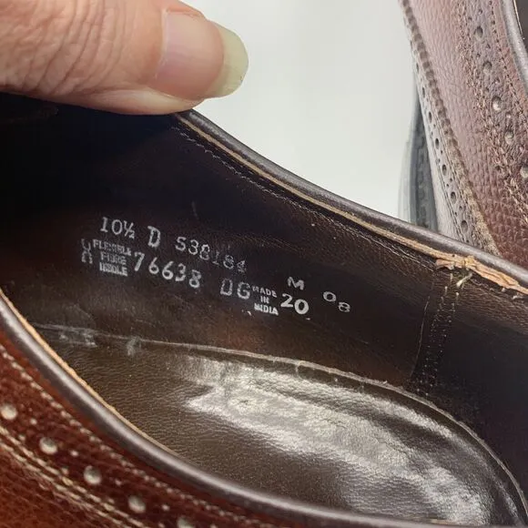 Mens Florsheim Brown Oxford Wing Tip Shoes Size 10 1/2 D