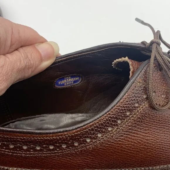 Mens Florsheim Brown Oxford Wing Tip Shoes Size 10 1/2 D