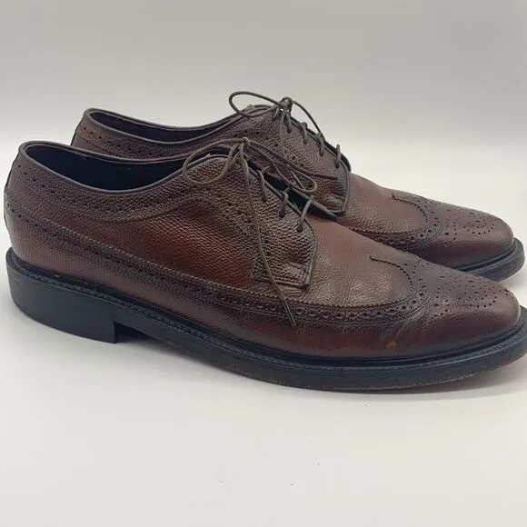 Mens Florsheim Brown Oxford Wing Tip Shoes Size 10 1/2 D