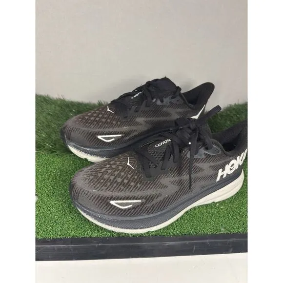 Mens Hoka Clifton 9 Black Running Shoes Sz 8.5 B