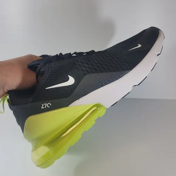 Mens Size 11 Nike Air Max 270 Light Lemon Twist Black Shoes Sneakers AH8050-703