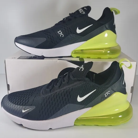 Mens Size 11 Nike Air Max 270 Light Lemon Twist Black Shoes Sneakers AH8050-703
