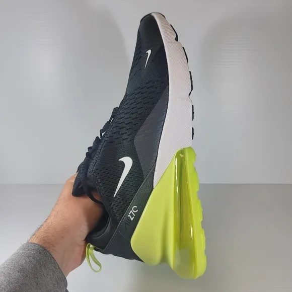Mens Size 11 Nike Air Max 270 Light Lemon Twist Black Shoes Sneakers AH8050-703