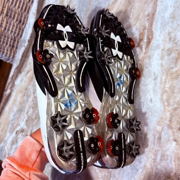 Men’s UNDER ARMOUR Tour Tips Golf Shoes- white/black/red. Size 12