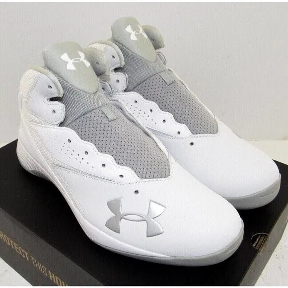 Men's Under Armour UA LOCKDOWN White Gray Basketball Shoes 1269281-102 Size 11.5