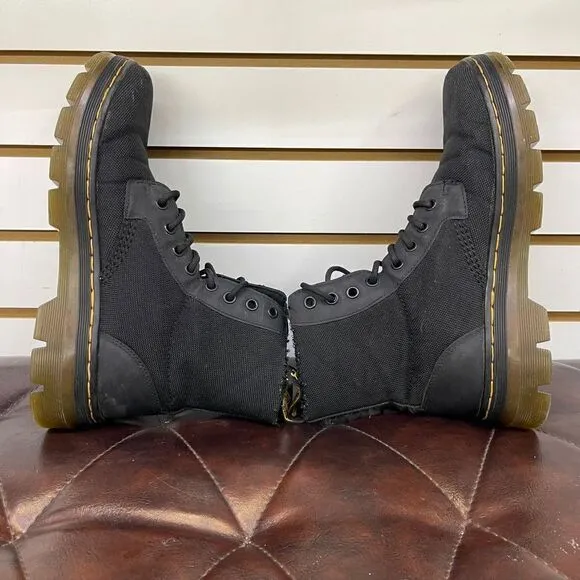 Men's Dr. Martens COMBS 8 Eye Black Nylon Combat Boots Size 8 Nice Condition