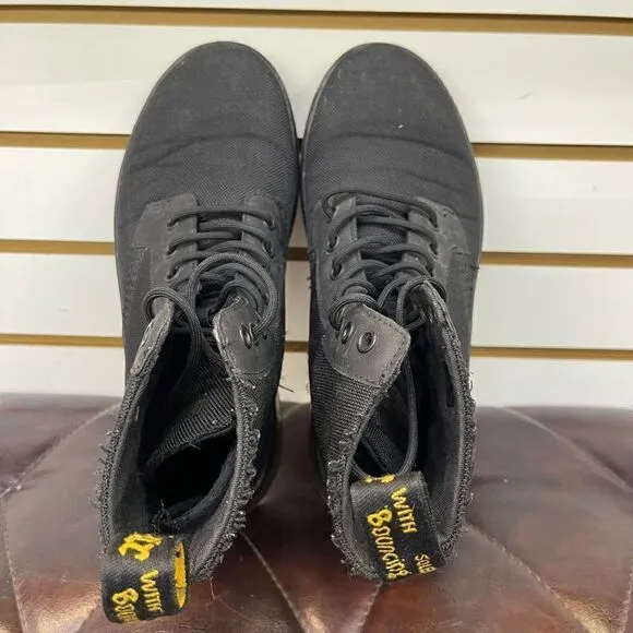 Men's Dr. Martens COMBS 8 Eye Black Nylon Combat Boots Size 8 Nice Condition