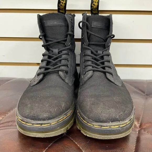 Men's Dr. Martens COMBS 8 Eye Black Nylon Combat Boots Size 8 Nice Condition