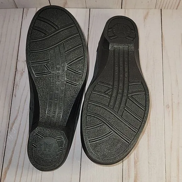 Mephisto Mobils Clog Shoes Suede Mules Black  Perforated Cut outs  Slip-on 37