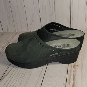Mephisto Mobils Clog Shoes Suede Mules Black  Perforated Cut outs  Slip-on 37