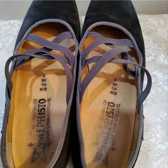 Mephisto Women's Black Gray Suede Shoes Size 7