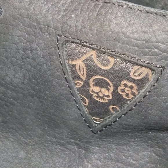 MERE LEATHER HIGH TOP‎ SKULL SHOES SIZE 8.5 BLACK