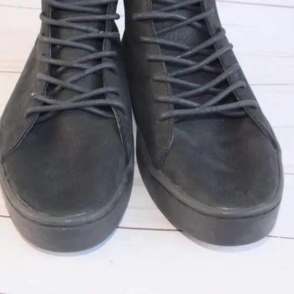 MERE LEATHER HIGH TOP‎ SKULL SHOES SIZE 8.5 BLACK