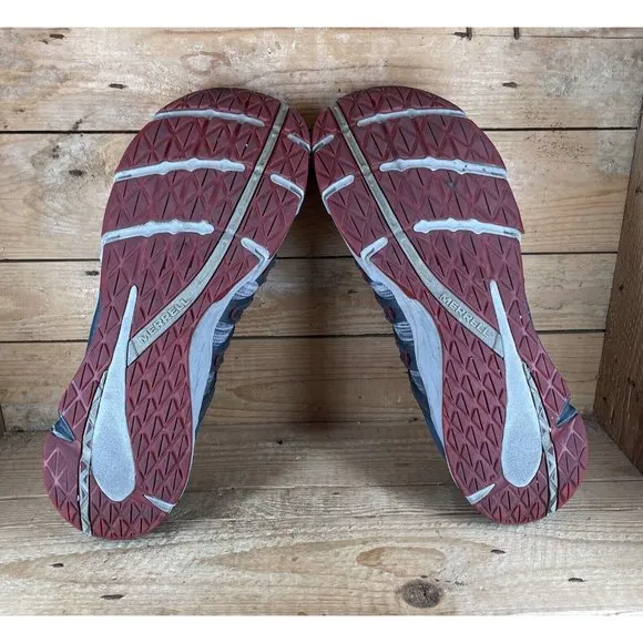 Merrell Mens Bare Access Hyperlock Flex Knit Running Shoes Size 12 Gray Red