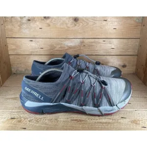 Merrell Mens Bare Access Hyperlock Flex Knit Running Shoes Size 12 Gray Red