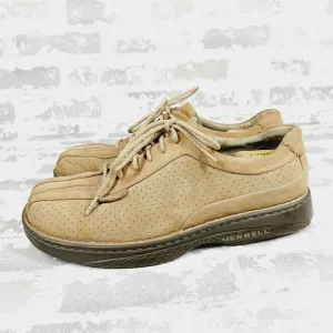 Merrell World Myth Taupe Leather Lace Up Square Toe Perforated Men's Shoes K772