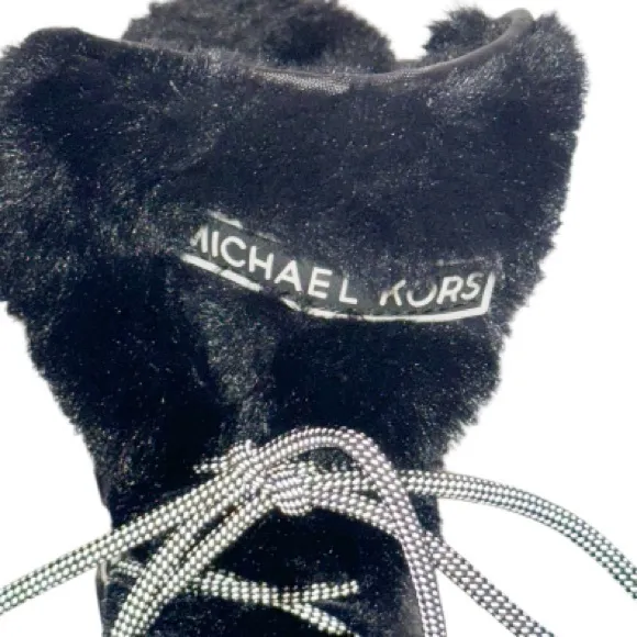 Michael Kors Black Lanis PVC &amp; Faux Fur Rain Boot Sz 9