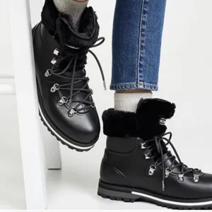 Michael Kors Black Lanis PVC &amp; Faux Fur Rain Boot Sz 9