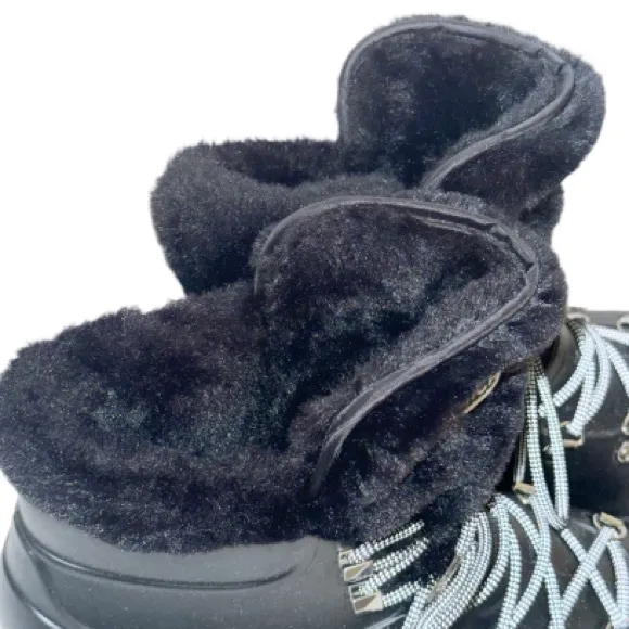Michael Kors Black Lanis PVC &amp; Faux Fur Rain Boot Sz 9
