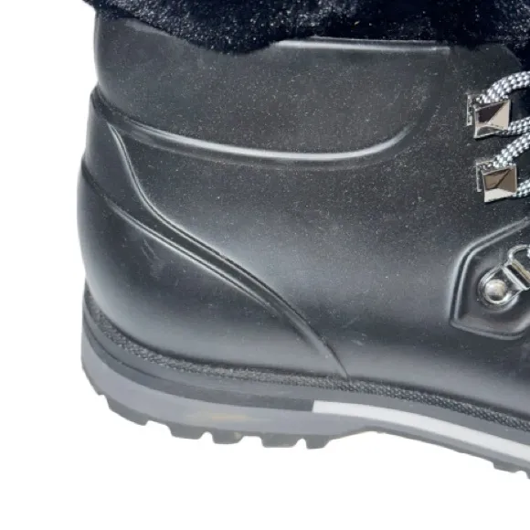 Michael Kors Black Lanis PVC &amp; Faux Fur Rain Boot Sz 9
