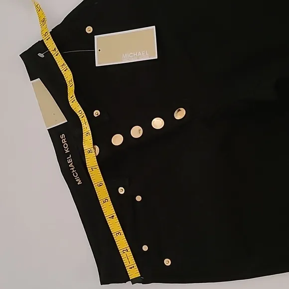 Michael Kors Black Selma Skinny Jeans w/Gold Button Fly
