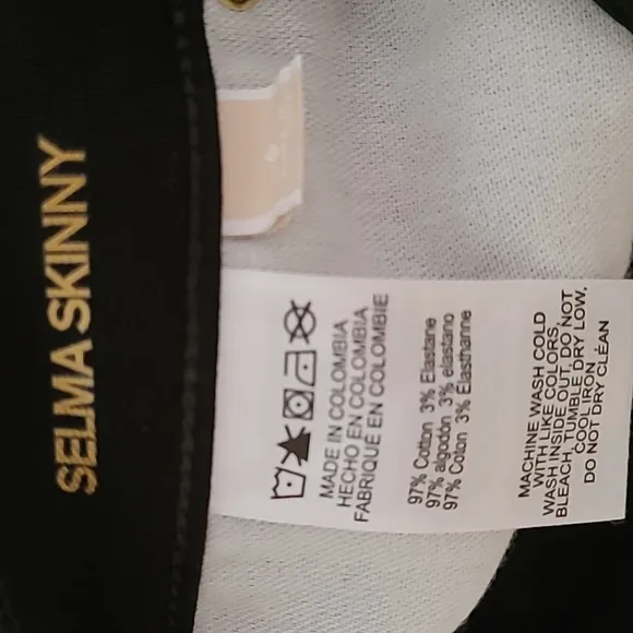 Michael Kors Black Selma Skinny Jeans w/Gold Button Fly
