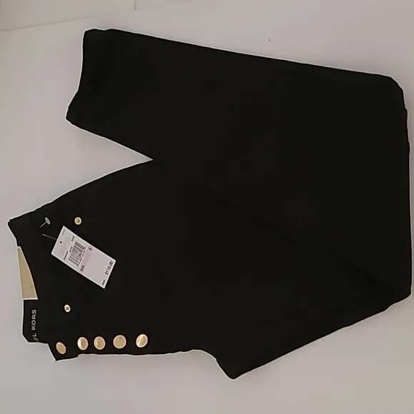 Michael Kors Black Selma Skinny Jeans w/Gold Button Fly
