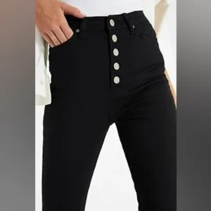 Michael Kors Black Selma Skinny Jeans w/Gold Button Fly