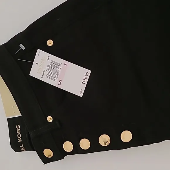 Michael Kors Black Selma Skinny Jeans w/Gold Button Fly