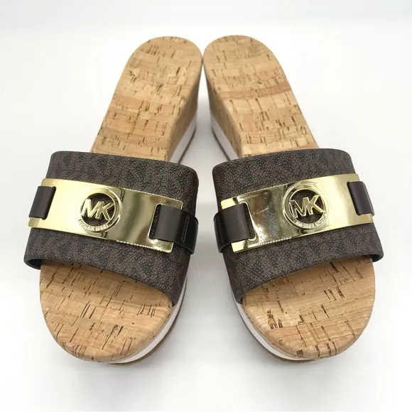 Michael Kors Brand New Women’s Warren Platform Open Toe Casual Slide Logo Sandal