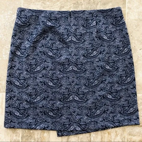 Michael Kors Faux Wrap Paisley Mini Skirt in True Navy, New with Tag