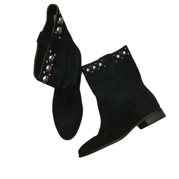 MICHAEL KORS Hayes Suede Studded Boots - Black - Size 6.5 - New!
