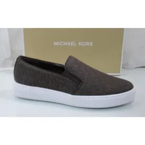 Michael Kors Keaton Slip On Sneakers MK Signature Brown Size 9.5