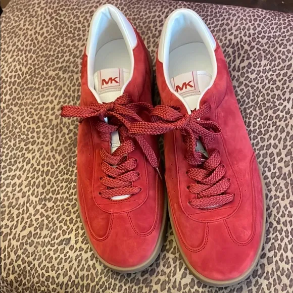 Michael Kors Men's Red Sneakers NWT Suede textured very comfortable and stylish