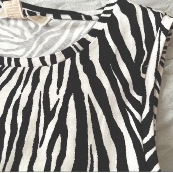 Michael Kors Organic Cotton Sleeveless Dress Black White Size M