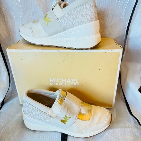 Michael KORS TRAINER MESH MK LOGO GOLD CREAM ELASTIC Sneakers