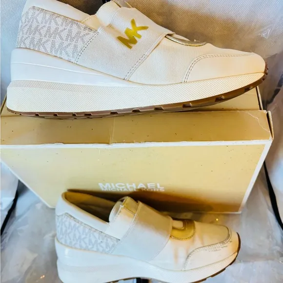 Michael KORS TRAINER MESH MK LOGO GOLD CREAM ELASTIC Sneakers
