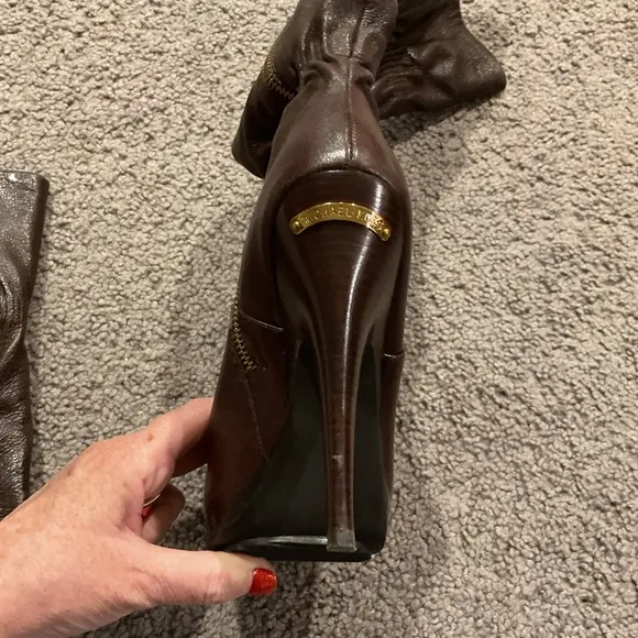 MICHAEL KORS Webster Scrunch Napa Tall Brown Leather Boots Shoes Y2K sz 8, NEW