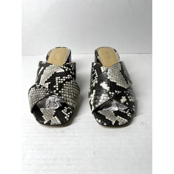 Michael Michael Kors Abbott Snakeskin Slide On Criss Cross Open Toed Sandals NEW